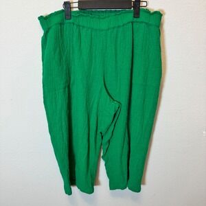 d&Co‎ Beach Green Textured Cropped Pants Women's Size L